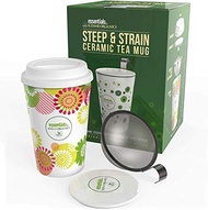 Steep &amp; Strain Ceramic Tea Mug - Insulated Cup with Tea Infuser
