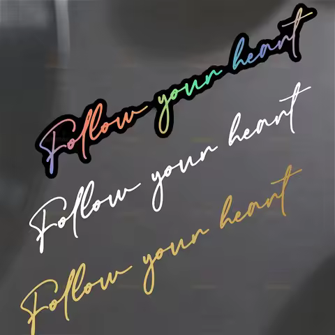 1Pc follow your heart handwritten font motorcycle helmet sticker fuel tank fairing car body bike uni
