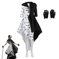 101 Dalmatians Cruella De Vil Black and White Spotted Halloween Costume