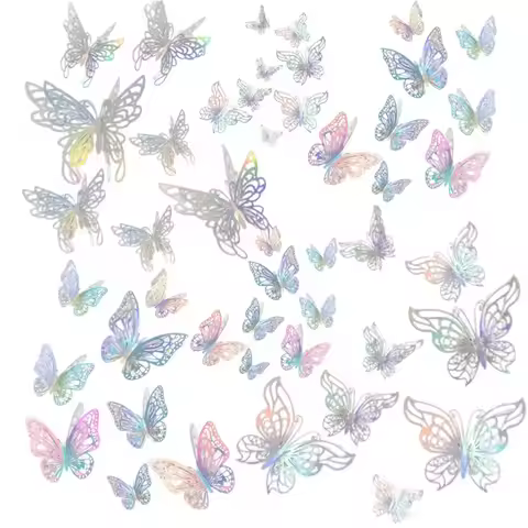 48 Pcs 3D Multicolor Butterflies Wall Sticker Decal Mural Home Decoration 3 Sizes Butterflies Decora