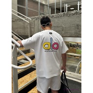 Trendy Alo Rainbow Letter Short Sleeve T-shirt for Men and Women, Loose Cotton Half Sleeve T-shirt T