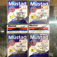 MUSTAD PRAWN HOOK SEPIT BIRU [NORWAY HOOK] Mata Kail Udang (1 SET 5 PAKET)