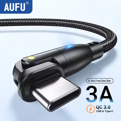 AUFU USB Type C Cable For Huawei Honor Xiaomi Samsung 180 Degree Super Charge Fast Charging USB C Ch