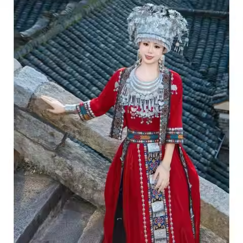 New National Style Hmong Costume Women's Traditional Chinese Clothes Festive Event Miaojiang Girls C