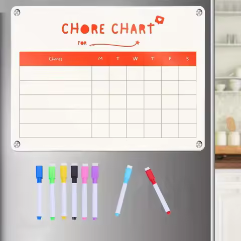 Lightweight Magnetic Planning Board Chore Chart 12x16inch, Break-Resistant， Reward Chart with Dry Er
