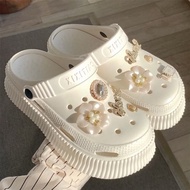 Giày Sục Nữ Có Quai Xixitao Hàng Chất Đẹp Đính Sticker Hoa Kim Tuyến Bling Bling Sang Trọng Thời Tra