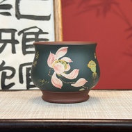 Yixing Raw Ore Purple Clay Purple Clay Master Cup Powder Clay Painted Lotus Large-Capacity General C