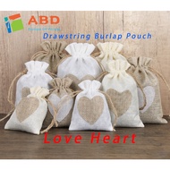 【ABD】Drawstring Burlap Pouch Linen Cotton Pouch Stroge Bag Gift Bag