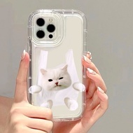 เคส สําหรับ iPhone 11 13 14 12 15 Pro Max 7 8 SE Plus XR X XS 6 เคสไอโฟน น่ารัก เคสโทรศัพท์มือถือ ลูกสุนัข เคสโทรศัพท์ ลูกแมว Case เคสใส