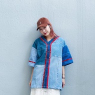 牛仔 迷彩 腰果花 法蘭絨襯衫 拼布棒球短袖裇 外套