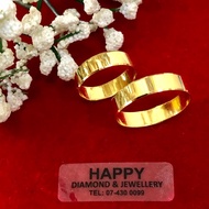 916 Emas cincin belah rotan licin /黄金光圈戒指/ 916 gold lover couple ring