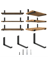 2/4入組黑色隱藏式j型支架(0.2英吋厚)鐵製支架,浮動式支架,壁掛式重型鐵架,金屬l型支架,適用於車庫、廚房、洗衣房、書架支撐