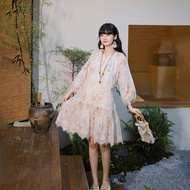 TOWN33 Jacquard Loose Dress Sweet Floral Doll Dress Z4Y021