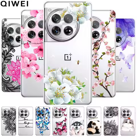 For OnePlus 12 Case Flowers Clear TPU Silicone Soft Phone Cases for One plus 12R Transparent Cover o
