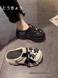 日本GP卡通洞洞鞋女夏外穿庫洛米增高厚底大頭涼鞋花朵兩穿涼拖鞋