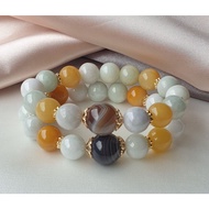 Feicui Jade Jadeite with Botswana Agate Bracelet [691]