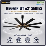 REGAIR UT 62 CEILING FAN (9 ALUMINIUM BLADES) (16 SPEED REMOTE CONTROL) (MATT BLACK + GOLD)