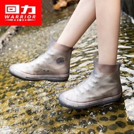 AT/👒Warrior Rain Boots Waterproof Shoe Cover Summer Fashion Adult Men and Women Shoe Cover Rubber Shoes Non-Slip Wear-Re