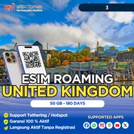 eSIM Inggris United Kingdom 50 GB Data | 180 Hari | eSIM Roaming | eSIM Travel UK