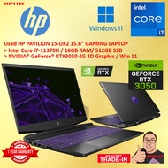 #HP112 USED HP PAVILION 15 Performance Gaming Laptop intel i7-11370H 16GB 512GB SSD NVIDIA RTX3050 4
