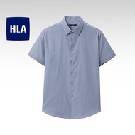 HLA Seamless Technology Contains Mulberry Silk Short Sleeve Striped Casual Shirt Men-HNECD2Y064A64