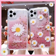 OPPO Reno 3 Pro Ace 2Z 2f 2 Z Phone Case GD Daisy Quicksand Liquid Flower Glitter Bling Fresh Clear TPU Case Cover