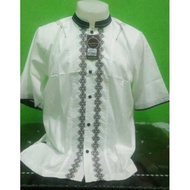 Baju Koko Putih Kombinasi Bordir Lengan Pendek Syahdika Atau Syamil