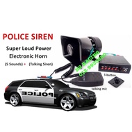 Police Talking Siren +Horn +5 Sound +Speaker 12V For car lorry motor wira myvi