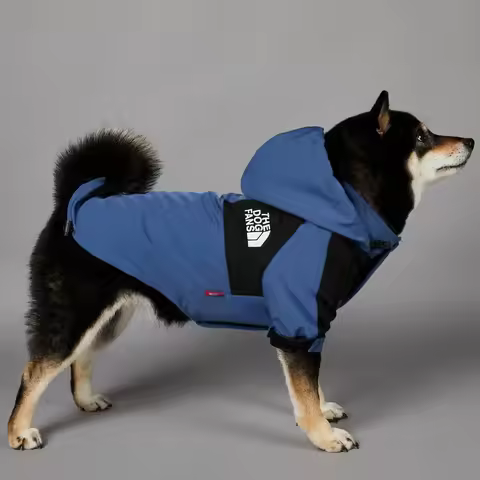 Navy Blue Dog Jacket Windproof Rainproof Large Dog Raincoat Blue Charge Coat North Pet Face Dog Clot