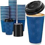 Huifany Disposable Coffee Cups with Lids 16 oz, To Go Paper Coffee Cups with Lids, Insulated Paper C