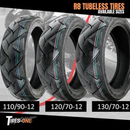 R8 TUBELESS TIRE 110/90-12, 120/70-12, 130/70-12 FOR YAMAHA MIO GRAVIS WITH FREE SEALANT AND PITO