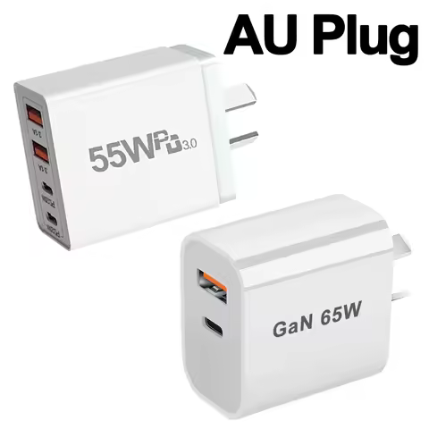 55w 65w AU Plug Fast USB Charger Type C Charger for Xiaomi Redmi iPhone Samsung SmartPhone Quick Cha