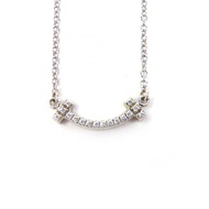 全新 △ TIFFANY&Co. Tiffany T Smile吊墜 K18WG 鑽石迷你項鍊，附白K金盒。重量：2.33公克。深受女性喜愛，強烈推薦。