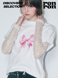 RONRON DOUBLE RIBBON BASIC FIT T-SHIRT