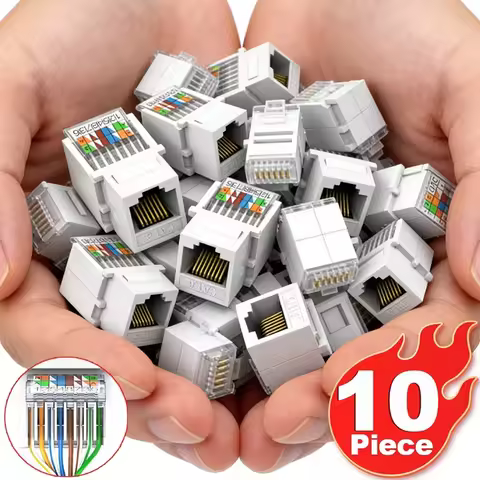 10Pcs RJ45 Network Module CAT6 Cable Patch Panel Network Socket Comprehensive Wiring CAT6 Crystal He