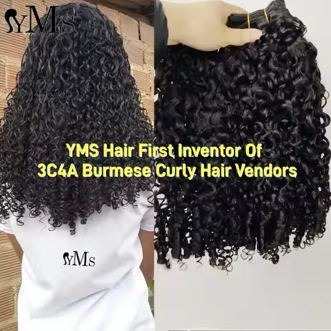 YMS 3C4A Burmese Curly Hair Bundles Virgin Human Hair Burmese Vietnamese Raw Human Hair Extensions W