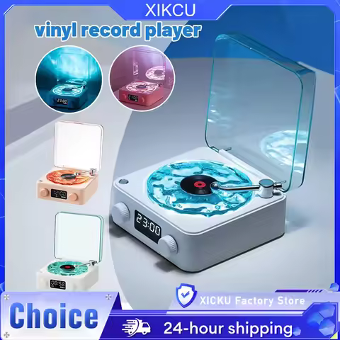 Waves Vinyl Player Bluetooth Speaker with White Noise Retro Turntable Speaker Sleep Aid Vitrola Shap