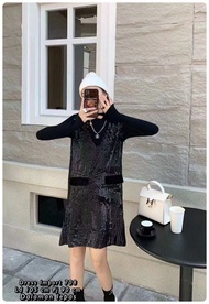 DRESS SEQUIN BKK FREE INNER PREMIUM TERBARU / DRESS BLING BLING PREMIUM / MIDI DRESS FULL MUTEK KEKI