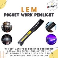 LEM 180° Rotation Pen Light Rechargeable LED Work Flashlight Bright Portable Magnetic Base for Car R
