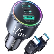 JOYROOM 175W Super Fast Car Charger USB C, 3-Port PD100W+45W+USB30W Type C Car Phone Charger with US