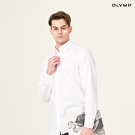 OLYMP Level Five Shirt เสื้อเชิ้ตชาย สีขาว ผ้าเท็กเจอร์ ทรงพอดีตัว ยืดหยุ่นได้ดี รีดง่าย  NOSLUX