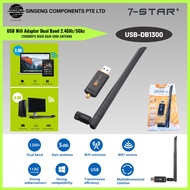 7-STAR* 1300Mbps USB Wifi Adapter Dual Band 2.4GHz/5Ghz, High Gain 5dBi Antenna for Desktop Laptop |