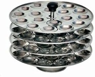 Stainless Steel Mini idli Maker Stand with 4 Plates and 48 Cavities.12 Cavities in 1 Plate