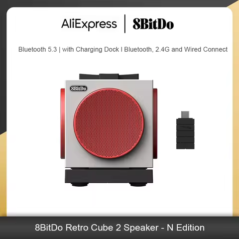 8BitDo Retro Cube 2 Wireless Bluetooth Speaker with Charging Dock True Stereo Sound for 8BitDo N Edi