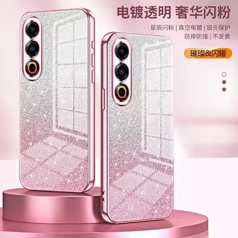 Case For Meizu 21 Pro Electroplated Transparent Glitter Lens Protection Anti-drop Cover For Meizu 21