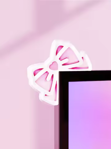 Kawaii Bow Monitor Decor Pink Acrylic Bowknot PC Accessories Cute Desktop Decoration for Gaming Setu