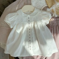 COD 2026 Girls Summer New Top Thin Style Embroidered Lapel Short-Sleeved Baby Shirt Shirt Girl Baby 