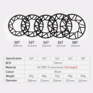 Litepro Chainring 54/56/58T SuperLight Alloy NARROW WIDE Bcd - Black