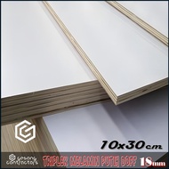 White Melamine Plywood 18mm 10x30 cm (30x10 cm) Matte White Plywood 1 Face 18 mm 10x30 cm