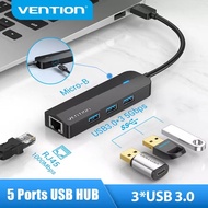 Vention USB HUB 3 Port USB 3.0 Hub with RJ 45 Gigabit Ethernet Adapter USB 3.0 HUB With Micro USB Po